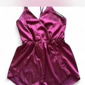Tobi Satin Burgundy Romper
